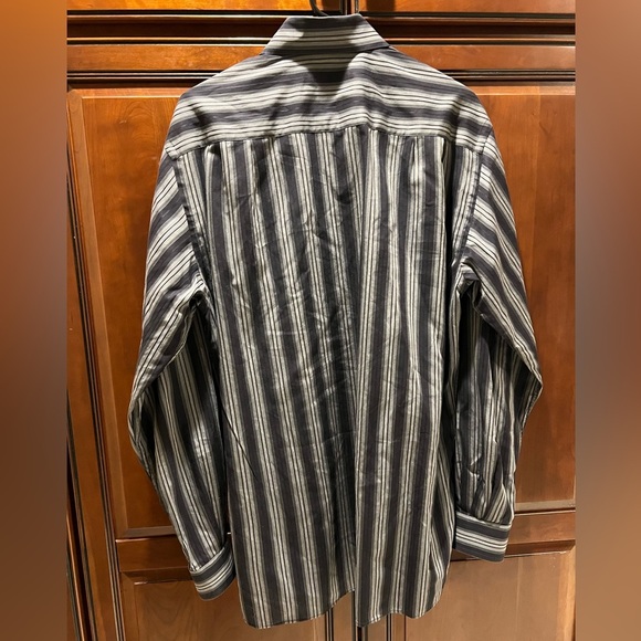 Ermenegildo Zegna Dress Shirt Mens Grey/Black Stripes EUC - L - Picture 2 of 7